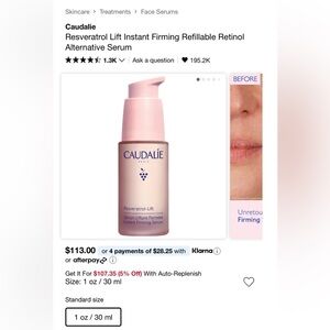 Caudalie Resveratrol Lift Instant Firming Refillable Retinol Alternative Serum